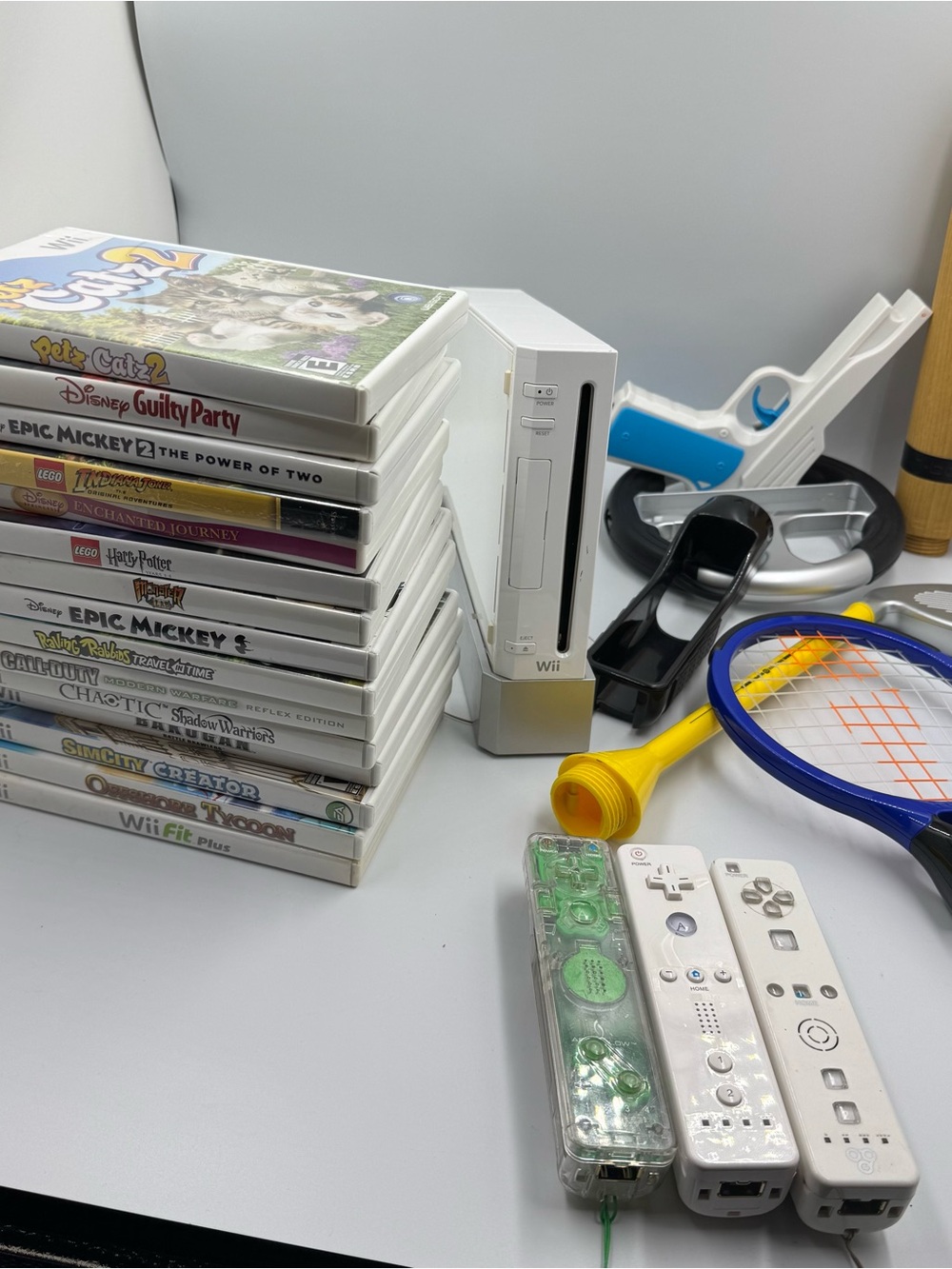 Nintendo Wii Console Bundle with 3 Remote Controllers 15 games and Accessories